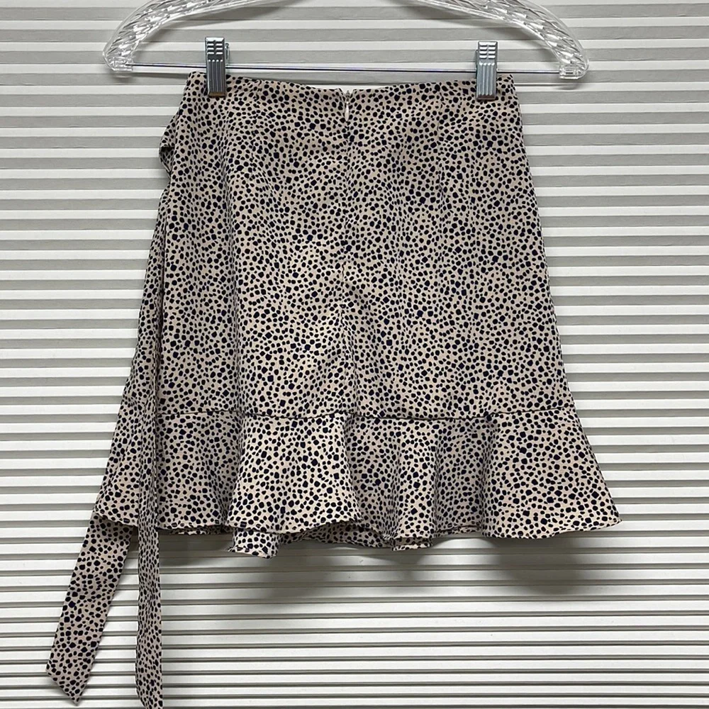 Princess Polly Tan and Blue Print Mali Ruffle Mini Skirt Size 0